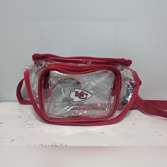 Logobrands Kansas City Chiefs Stadium Belt Bag In Clear Red - Picture 4 of 4